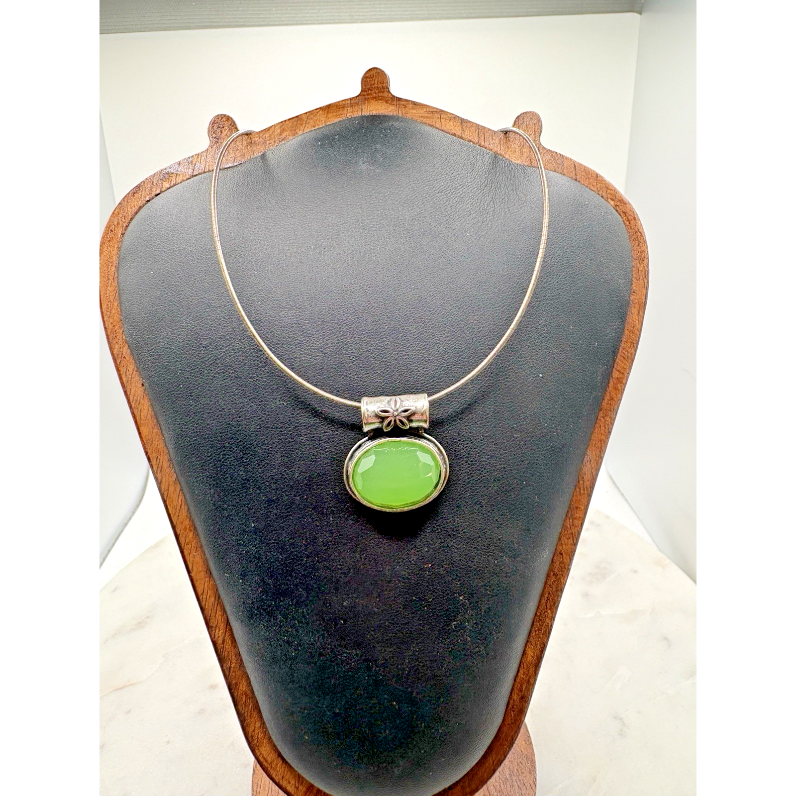 Didae Israel Designer Faceted Green Quartz Sterling Silver Pendant Necklace